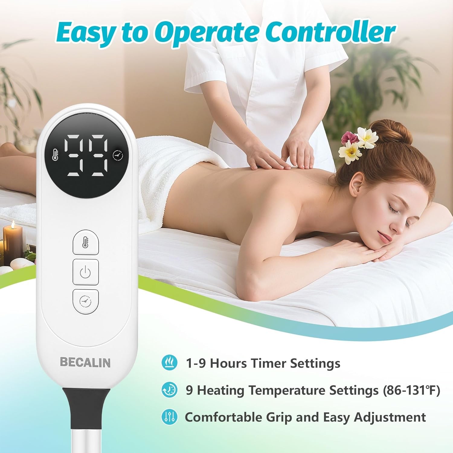 Massage Table Warmer Heating Pad Professional SPA Massage Bed Warmer with Tim