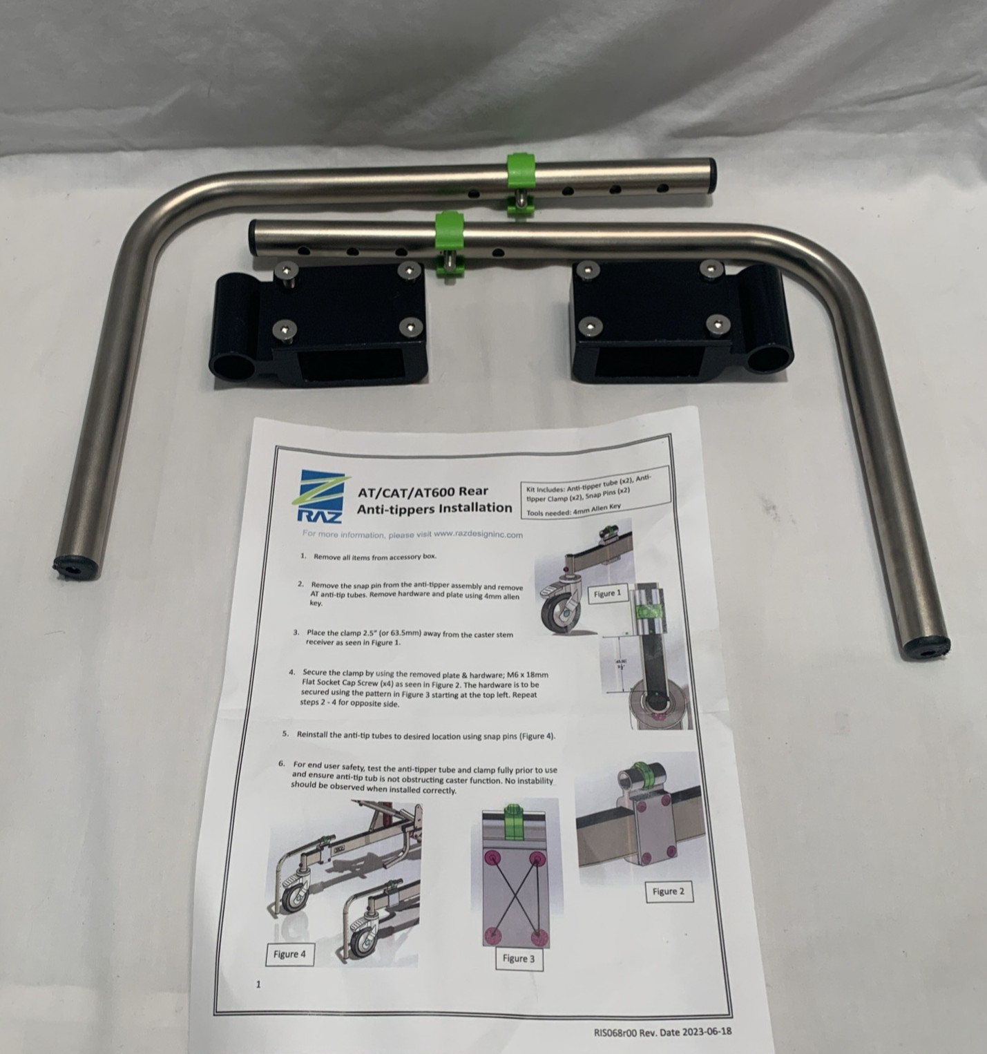 Pair of  AT600 Rear Anti-Tipper for Raz Commode Anti Tip Replacement Part