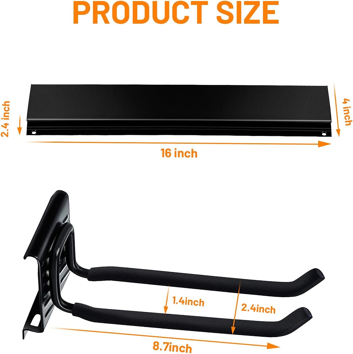 Wallmaster Garage Storage Organization Wall Mount, 6Hooks+3Panels, Black