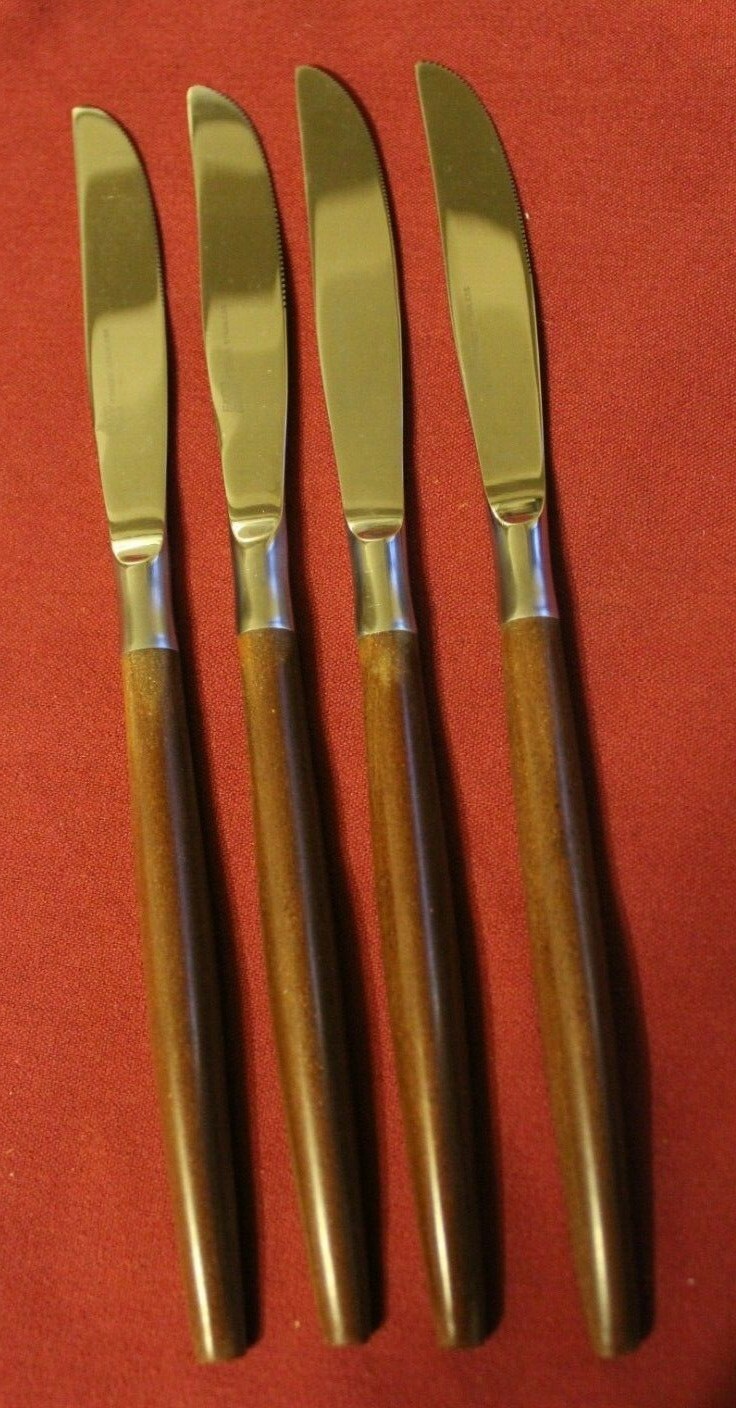 Ekco Eterna CANOE MUFFIN Set of 4 Dinner Knife Knives Japan Stainless Flatware