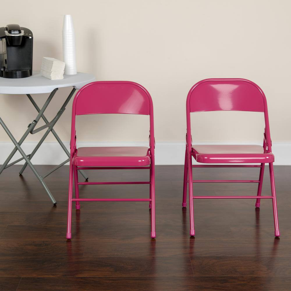 Shockingly Fuchsia Metal Folding Chair (4-Pack)