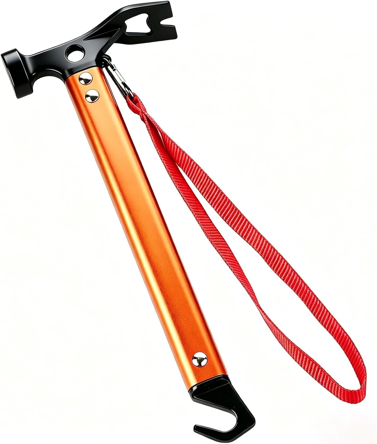 Bright Orange 12" Camping Hammer - Lightweight, 3-in-1 Functionality for Hikers