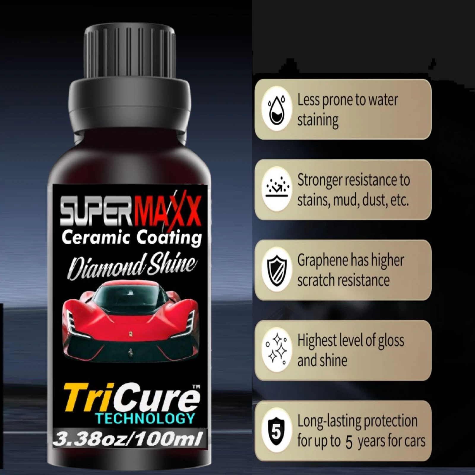 CERAMIC CAR COATING BY SIO2 BRANDS "PRO GRADE "5 YEAR" ADVANCED PAINT PROTECTION