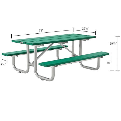 Global Industrial 6' Rectangular Outdoor Picnic Table Recycled Plastic with