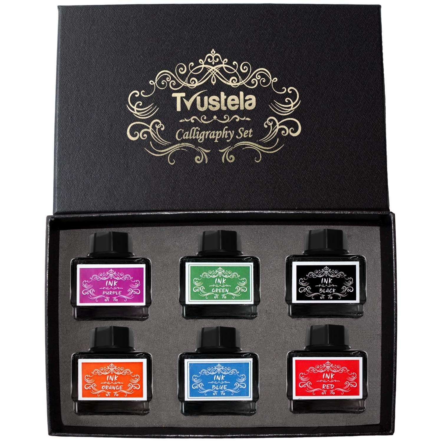 Calligraphy Ink Set | 6 Colors (Black, Blue, Red, Green, Purple, Orange) | 15...