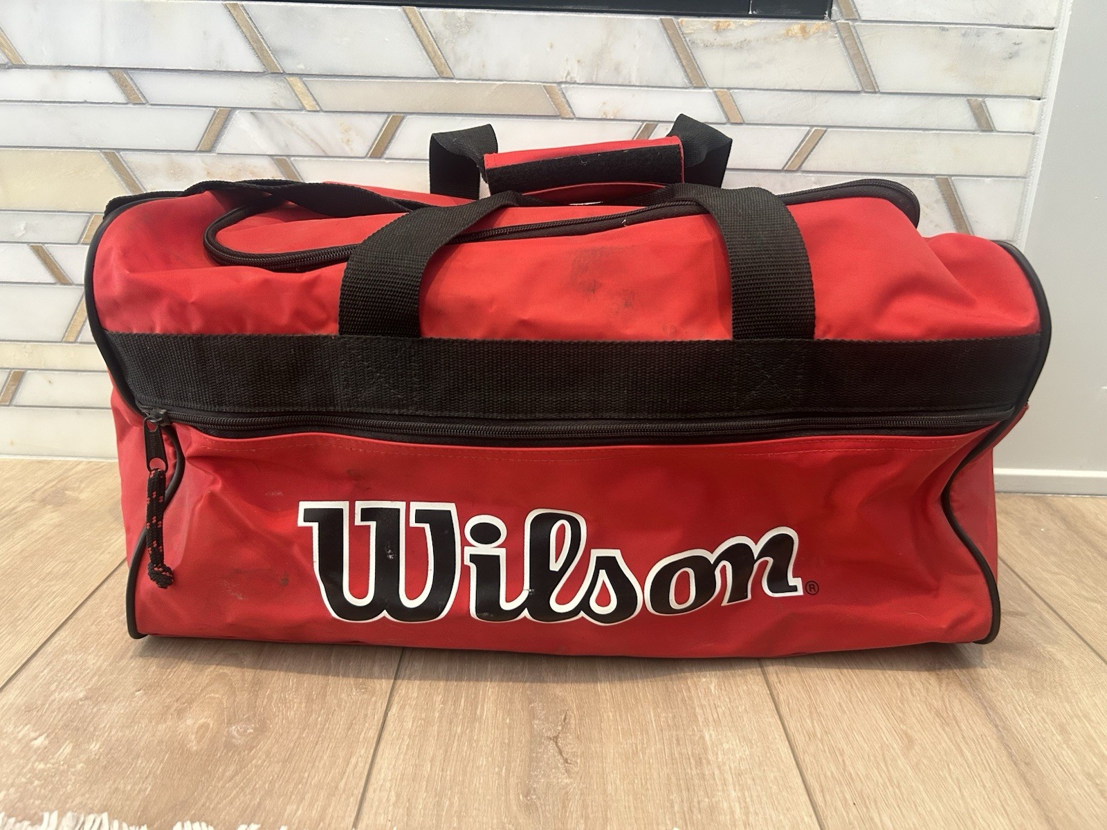 Vintage Wilson Duffle Tennis Sport Bag Red Gym Bag Carry On 19”