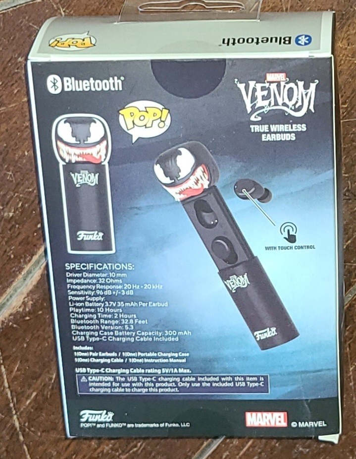 POP! Marvel VENOM True Wireless Earbuds w/Touch Control #EP-0700-VENOM
