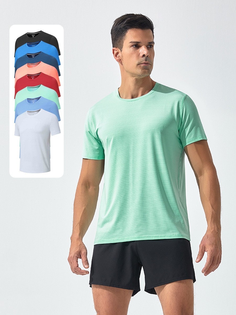 T-shirt Men's Fitness Ice Silk Quick Drying RunningRound Neck Summer Sports Men