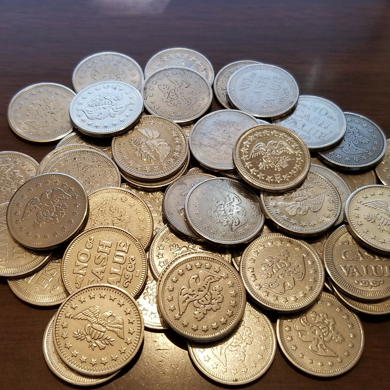 No Cash Value Silver Tone Tokens - Eagle, Size 0.900"  Lot of 50 Tokens
