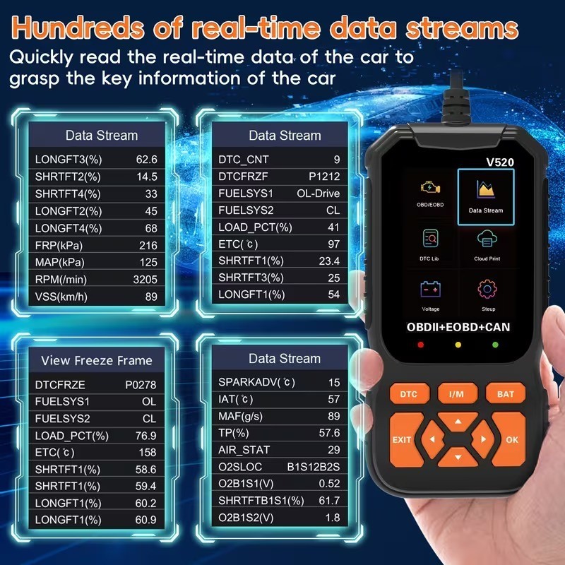 Professional V520 OBD2 Car Scanner, Check Engine, Read Erase Fault Code Tool
