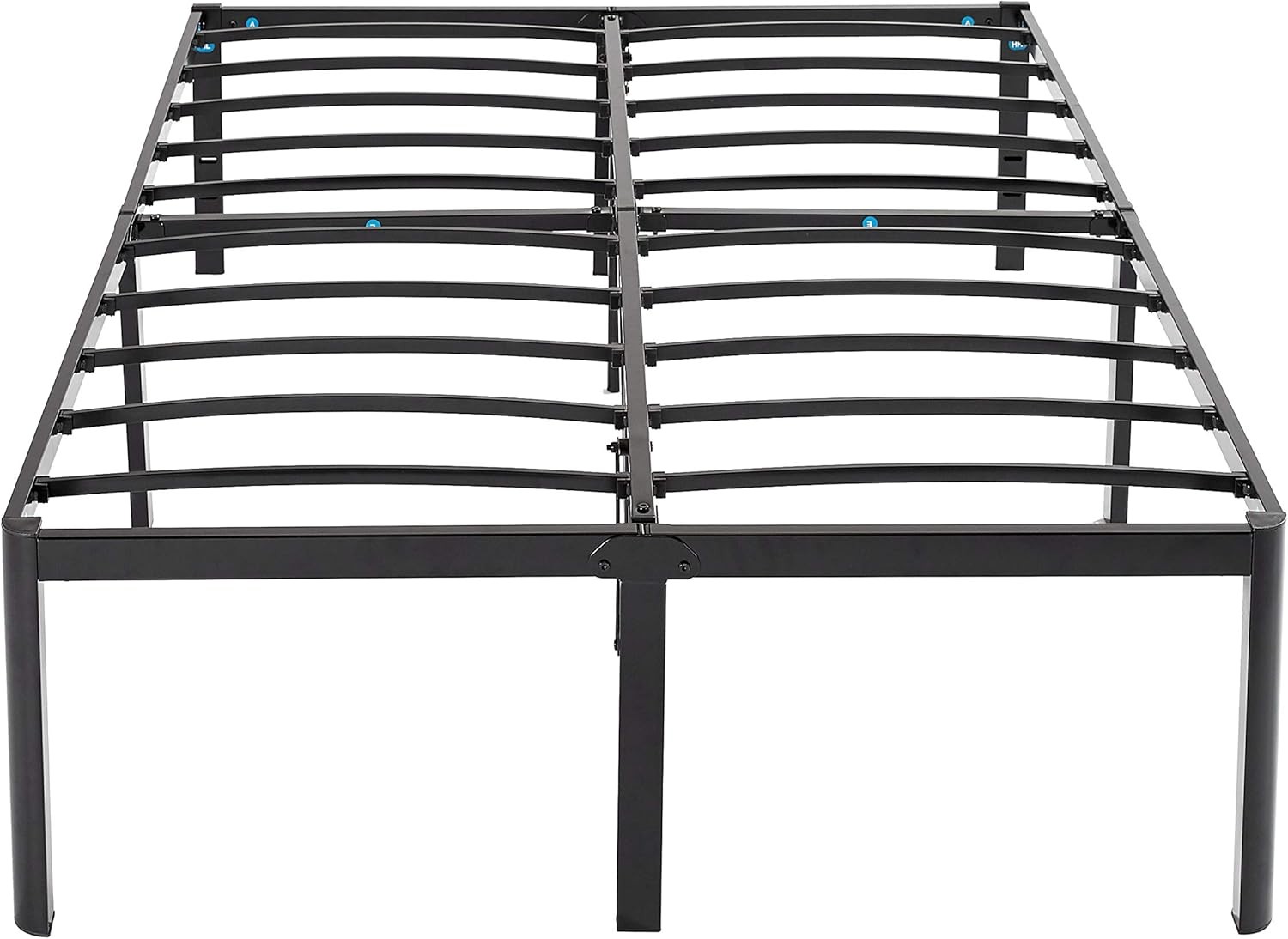 Heavy Duty Non-Slip Bed Frame W/ Steel Slats Easy Assembly 18" H Full Black