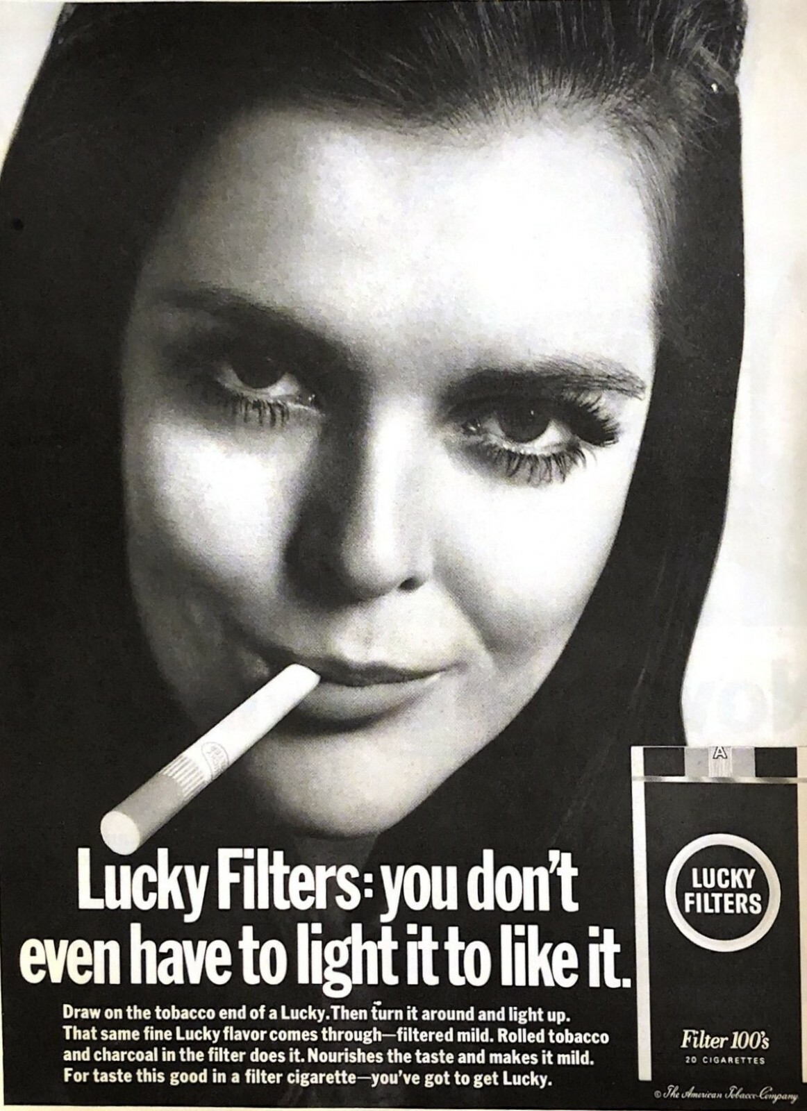 1968 Lucky Strike Cigarettes Vintage Print Ad You Don't Have To Light It To Like