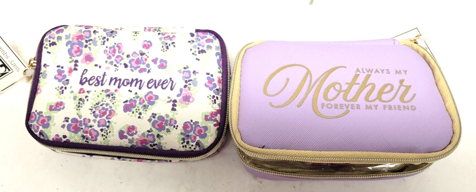 2 MARY SQUARE PILL BOXES BEST MOM EVER & MOM FOREVER FRIEND NEW