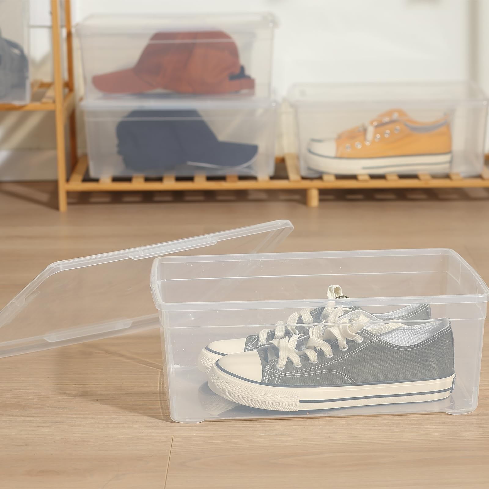 novelinks 6 QT Clear Storage Box Stackable Plastic 6 Qt - 12 Pack