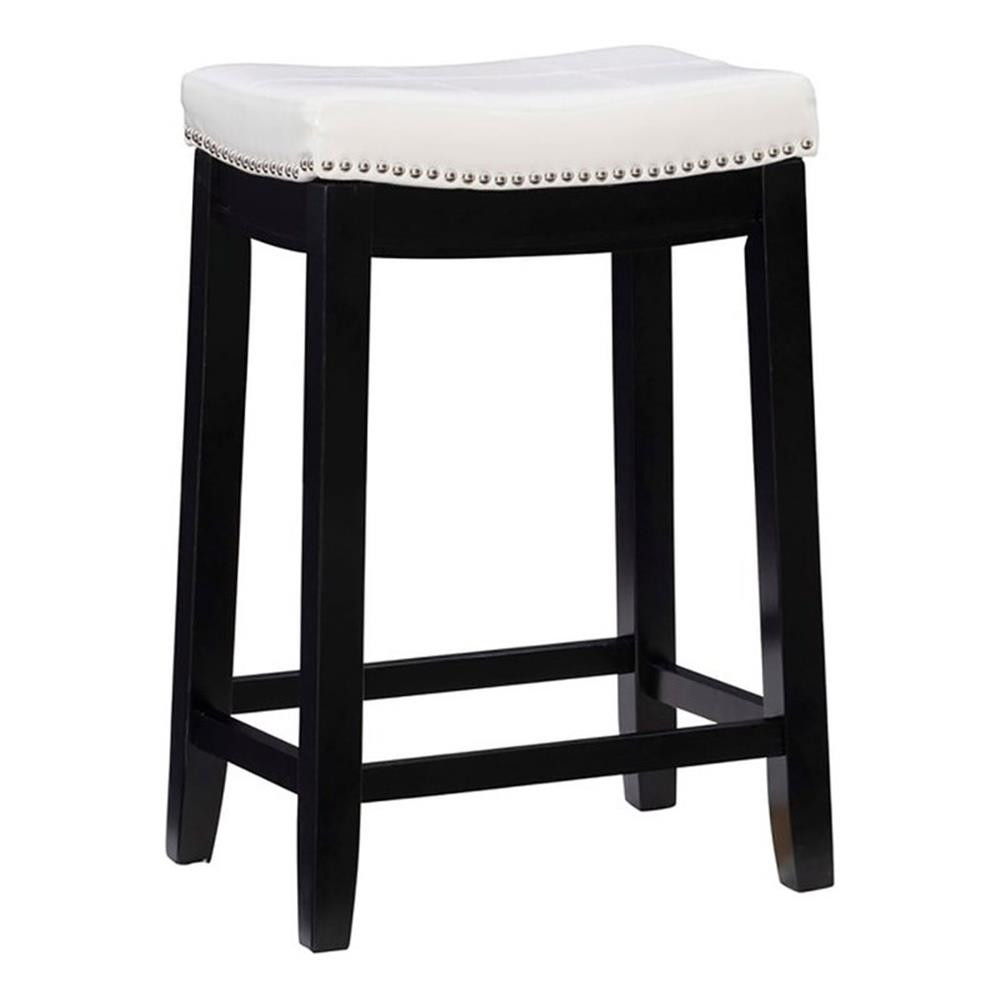 Hawthorne Collections 26" Transitional Wood/Faux Leather Counter Stool in White