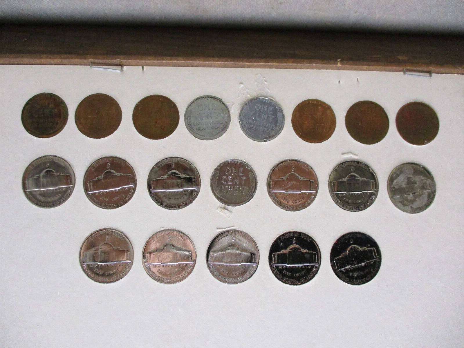 Jefferson Silver Nickel Set w/Steel & Copper Penny's 1942 to 1945 Victory Years