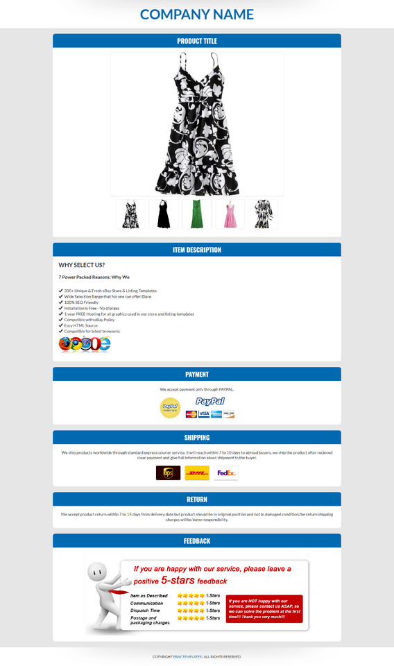 eBay Mobile Responsive Template Auction Listing Professional HTTPS Secure 2025