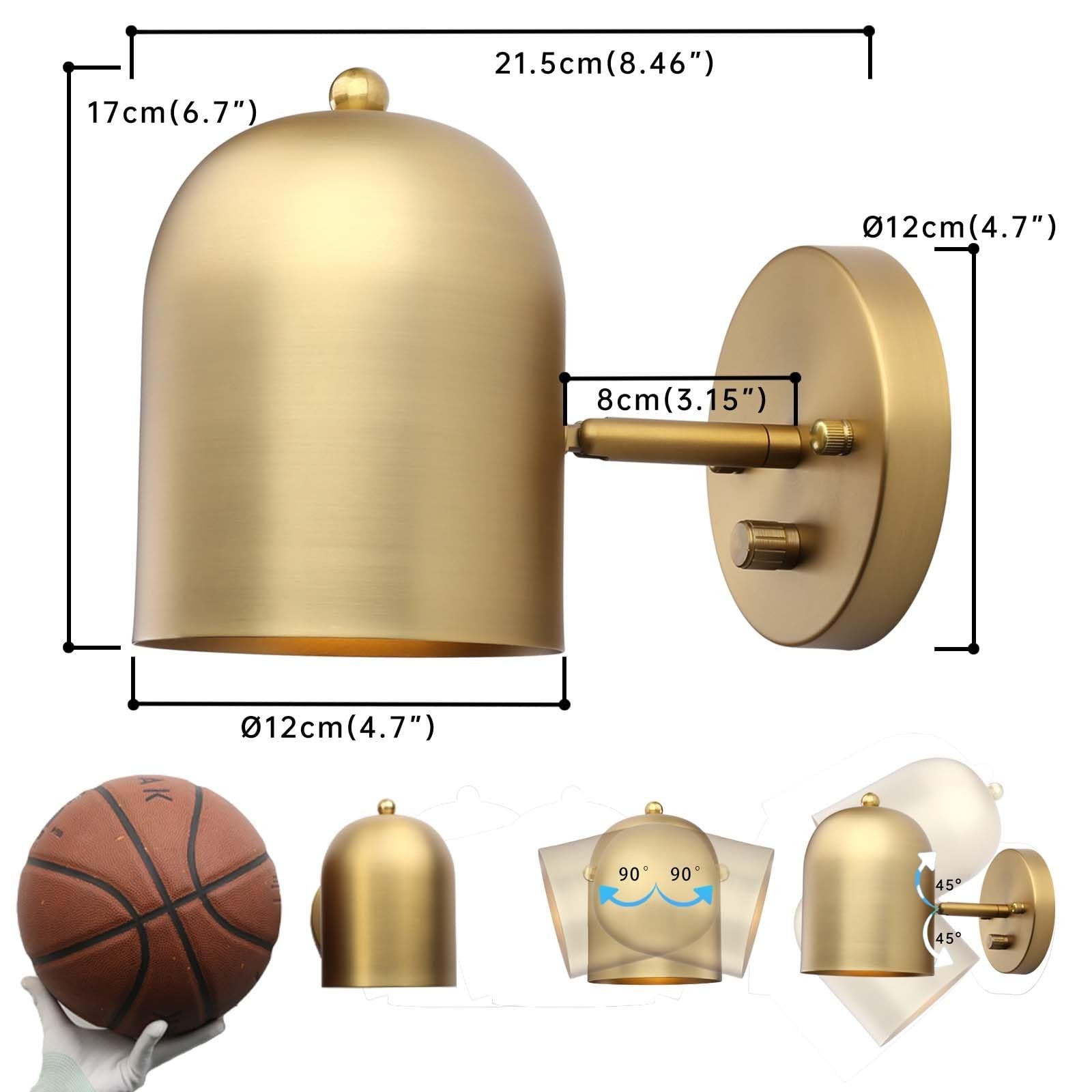Pathson Set Of 2 Hardwired Wall Sconce Dimmer Switch Brass Finish Wall Light