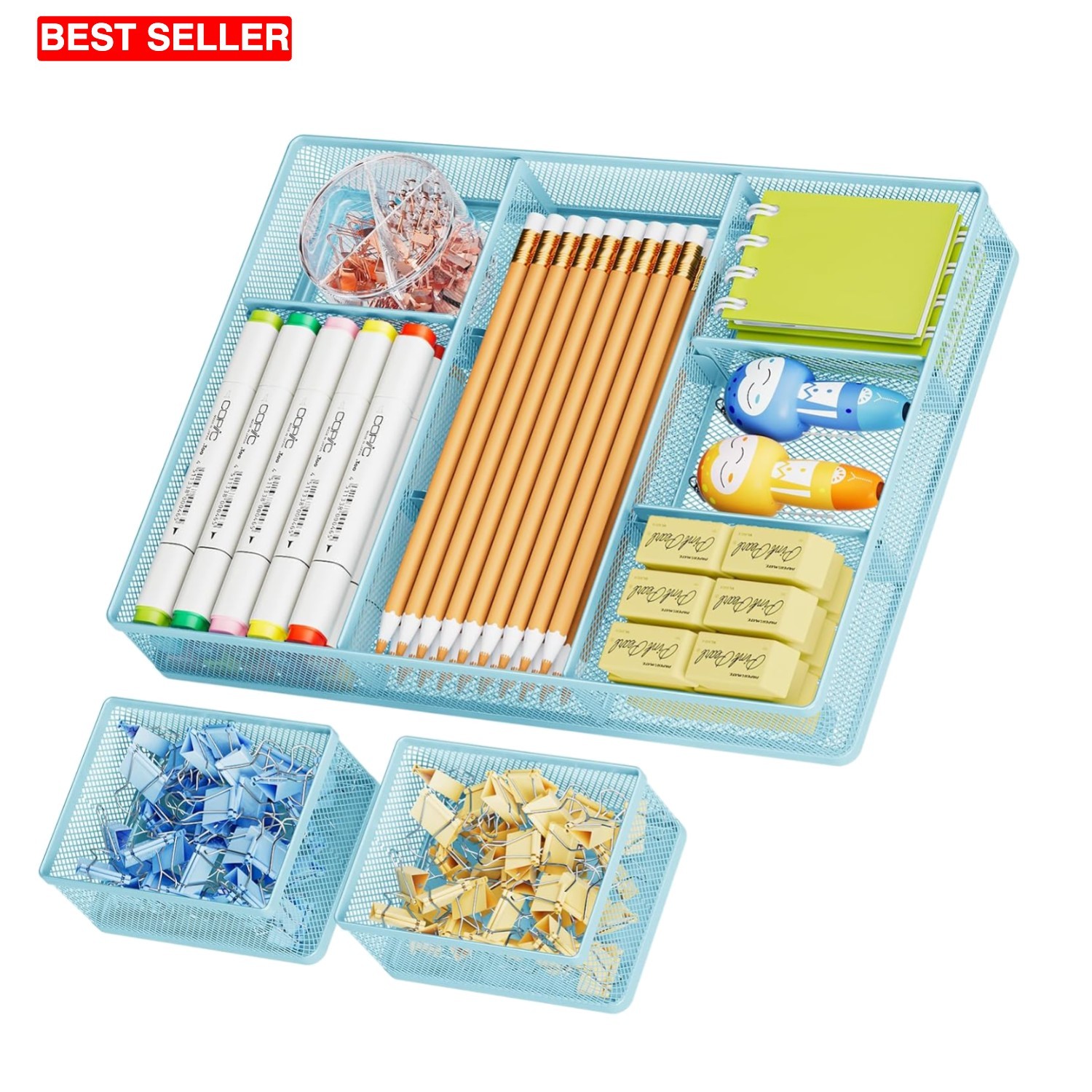 Multi-Purpose Desk Drawer Organizers with Expandable Compartments - 3 Packs