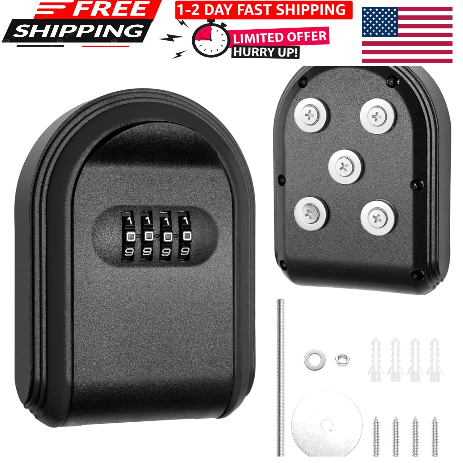 Magnetic Key Holder with Lock, Magnet Key Lock Box Hidden Under Car, Secure 4...