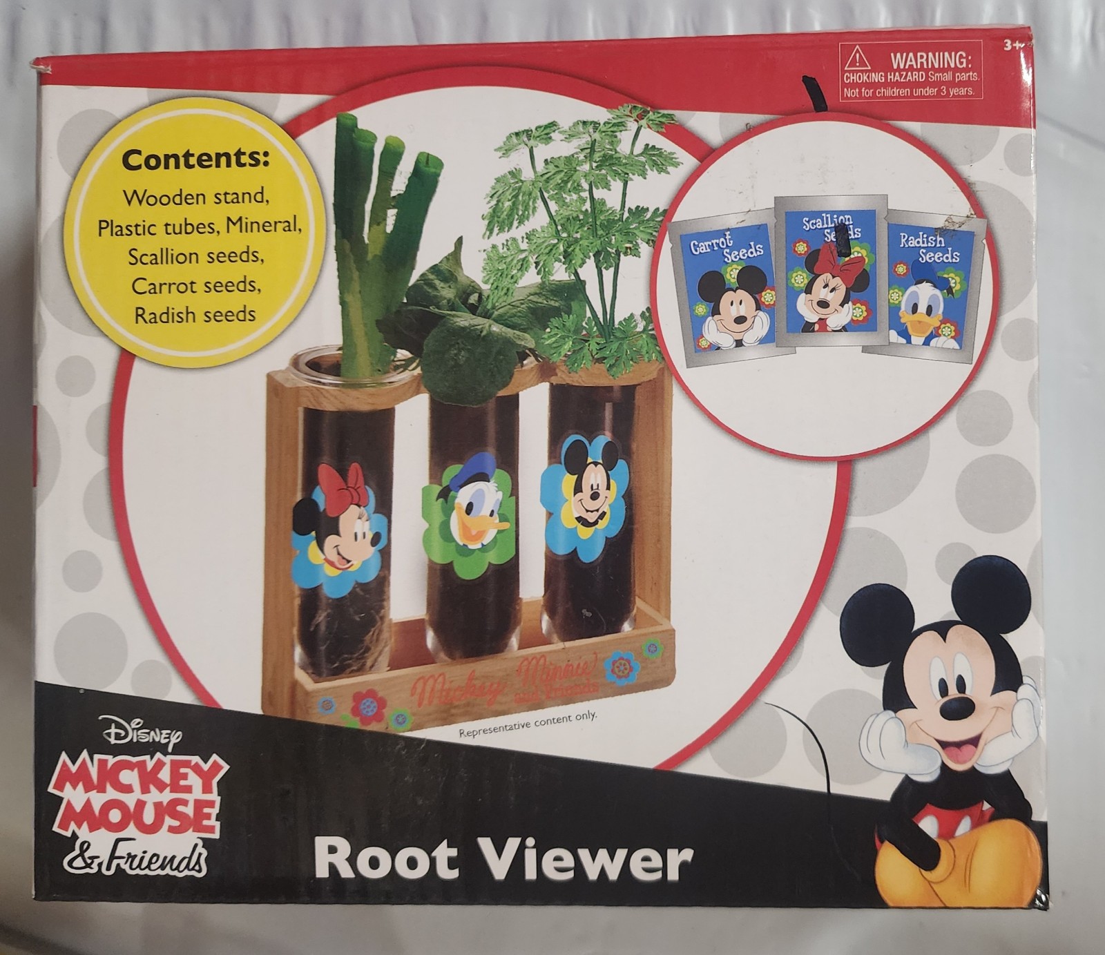 Disney Mickey Mouse & Friends Root Viewer Scallion Carrot Radish Wooden Stand