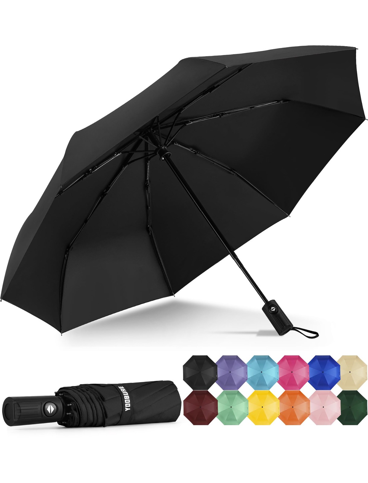 Yoobure Windproof Travel Umbrella - Automatic 42.5 inches, Auto-Black