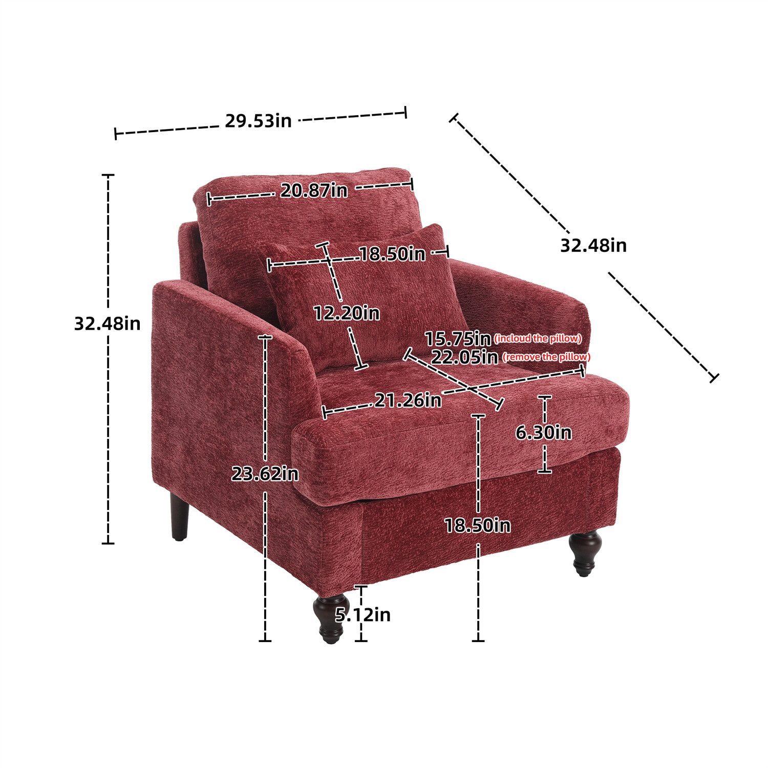 Modern Accent Chair Single Sofa Upholstered Armchair Lounge Chair Club Chair