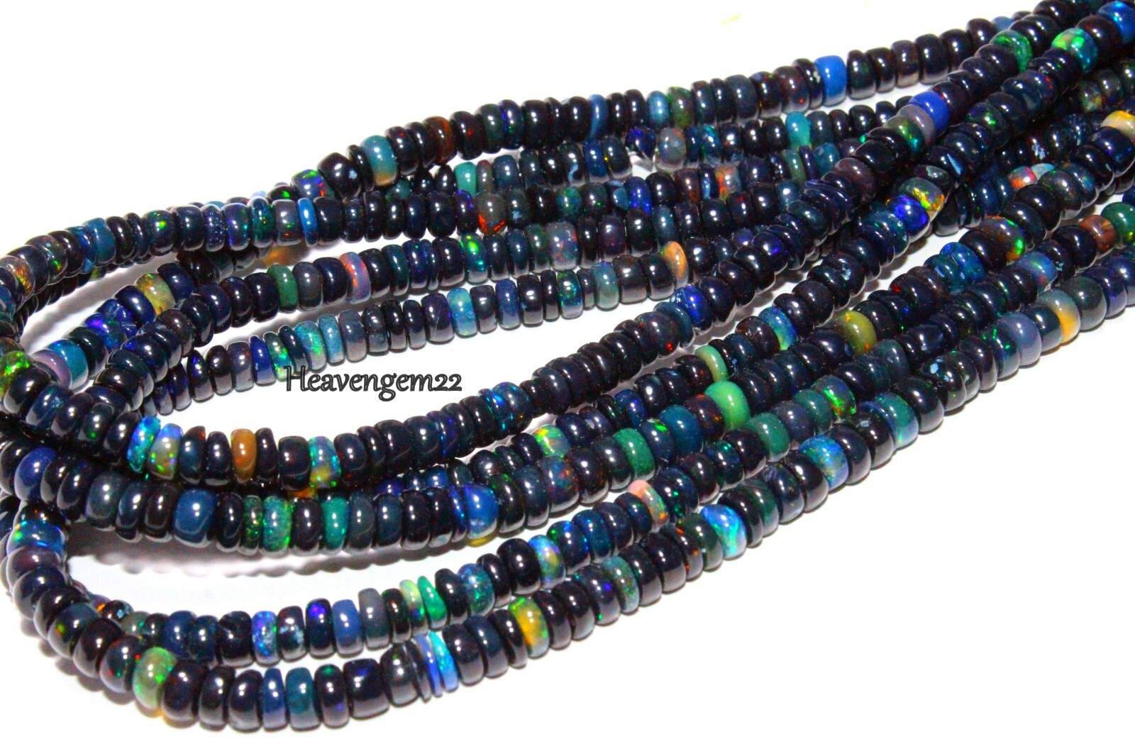 AAA Ethiopian Black Opal Smooth Rondelle Gemstone Beads Jewelry Making