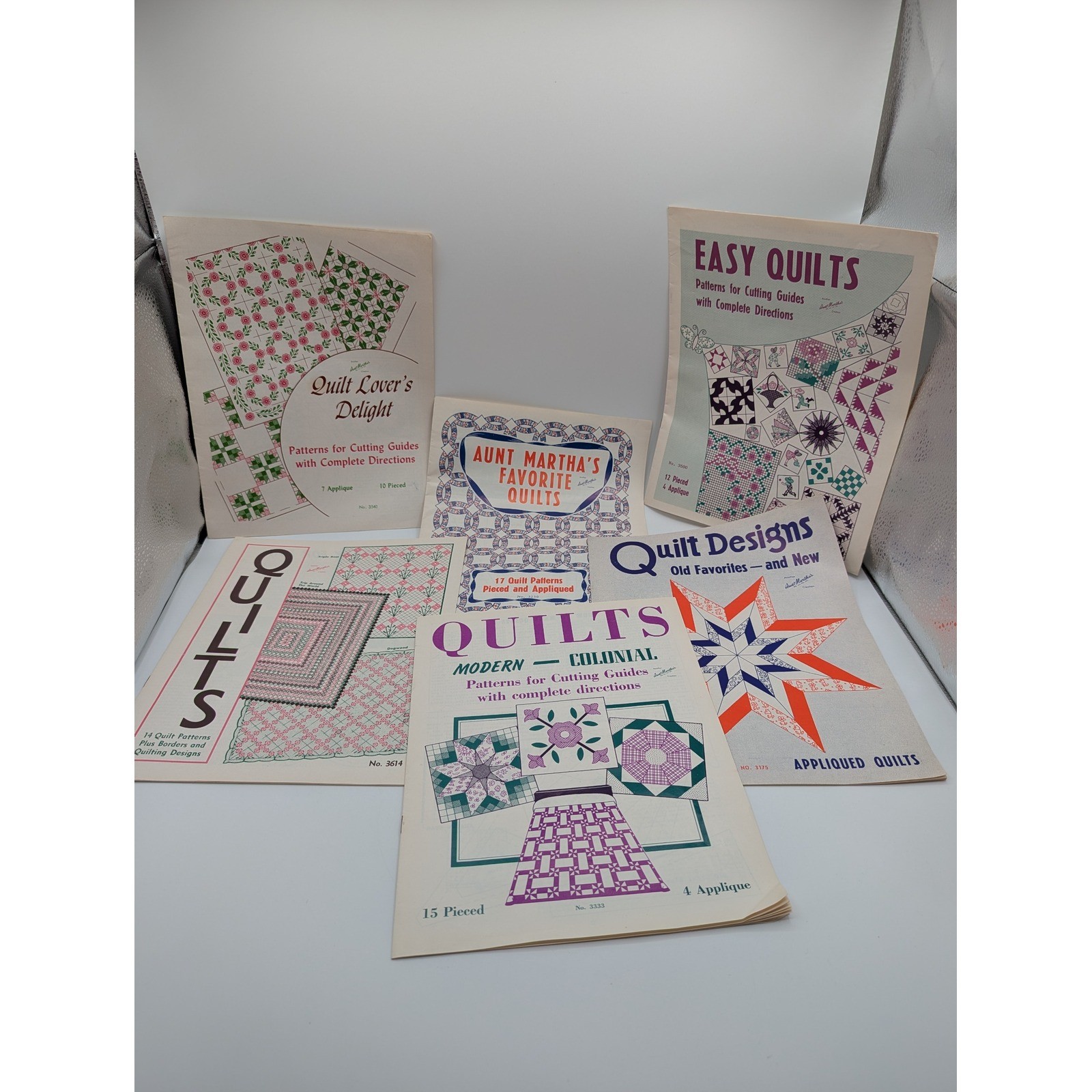 Vintage Aunt Martha's Quilt Pattern Booklets Lot of 6 Pieced Applique Designs