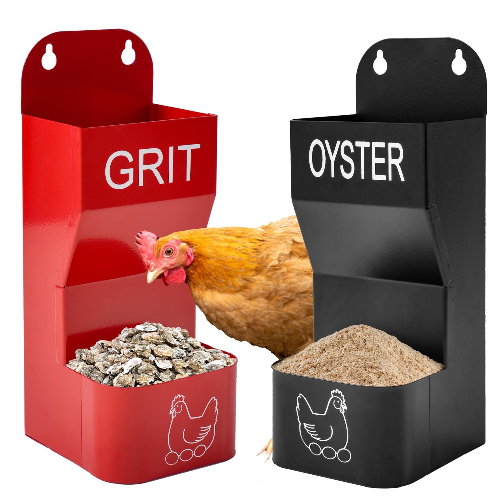 2 Pack Chicken Oyster Shell Feeder and Grit Device, Corner Chicken Feeder, Co...