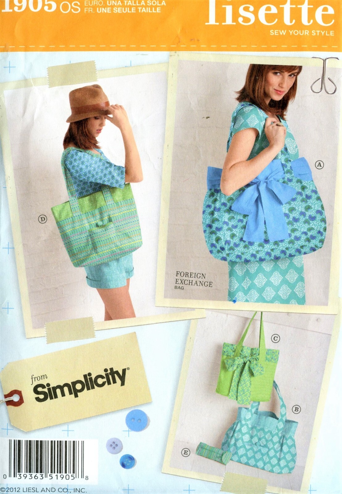 Purses Bags Handbags Groceries Baby Accessories 5 styles Simplicity 1905