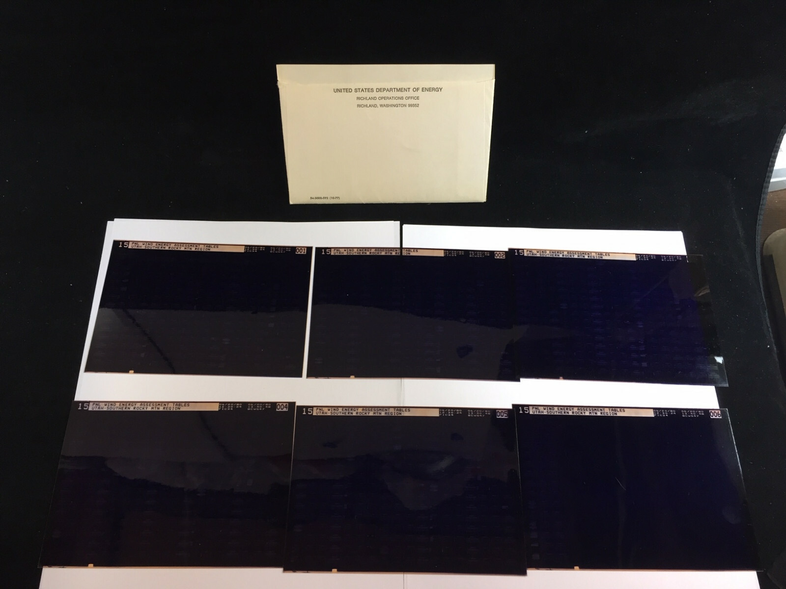 1980 WIND ENERGY ASSESSMENT TABLES, UTAH, S. ROCKY MTN REGION, 6 CONTACT FILMS