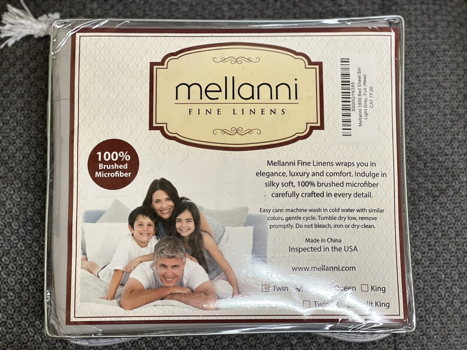 Mellanni Bed Sheet Set Light Gray Full - Brushed Microfiber 1800 Bedding
