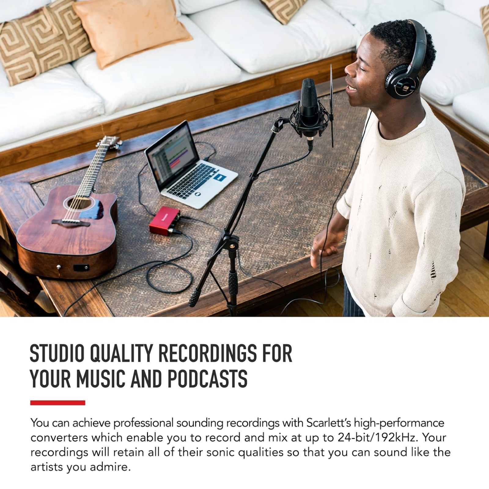 USB Audio Interface for Guitarists, Vocalists, Podcasters - Record Studio Qualit