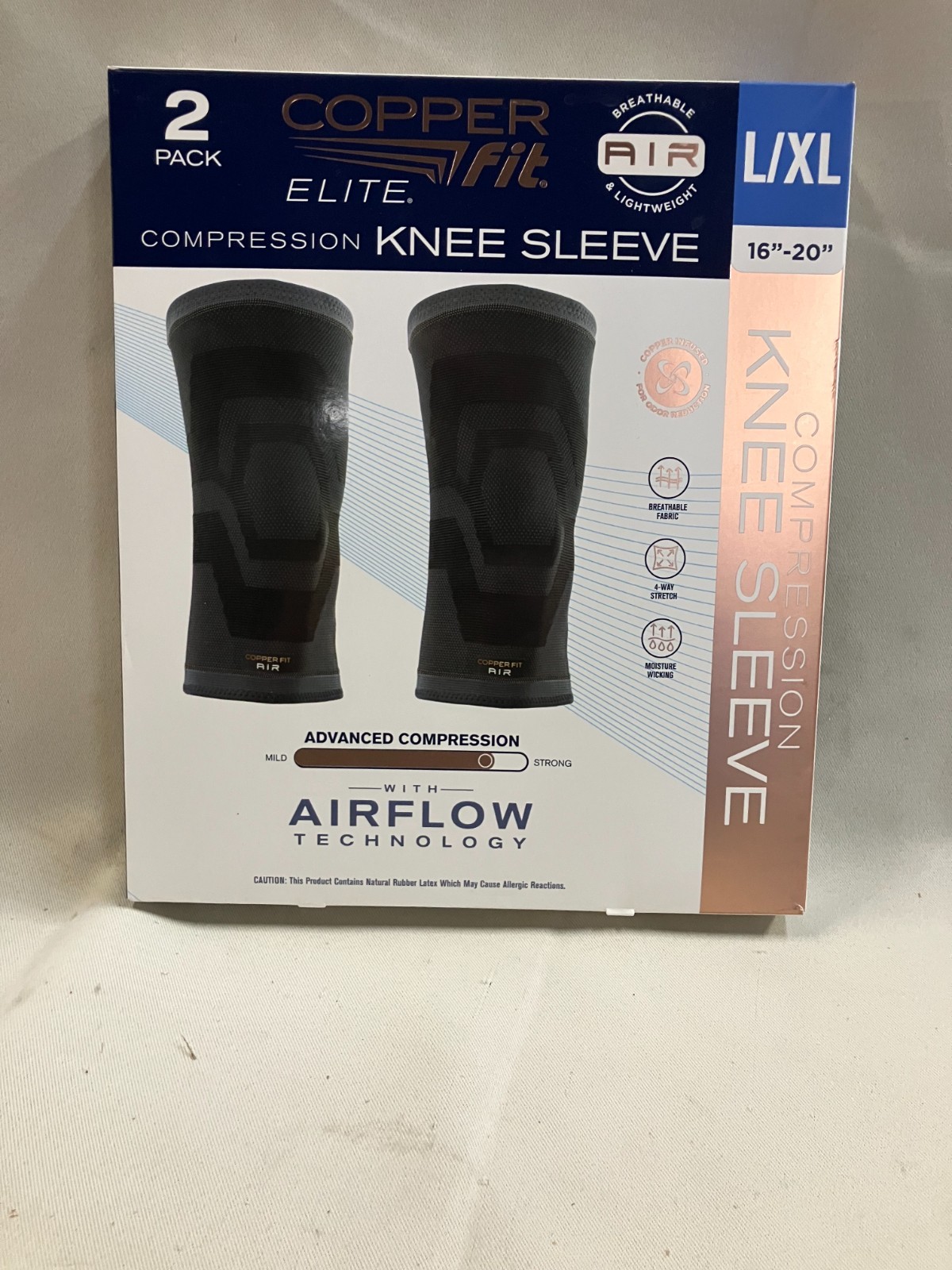 Compression Elite Knee Sleeve Cooper Fit - Black L/XL (2pk)