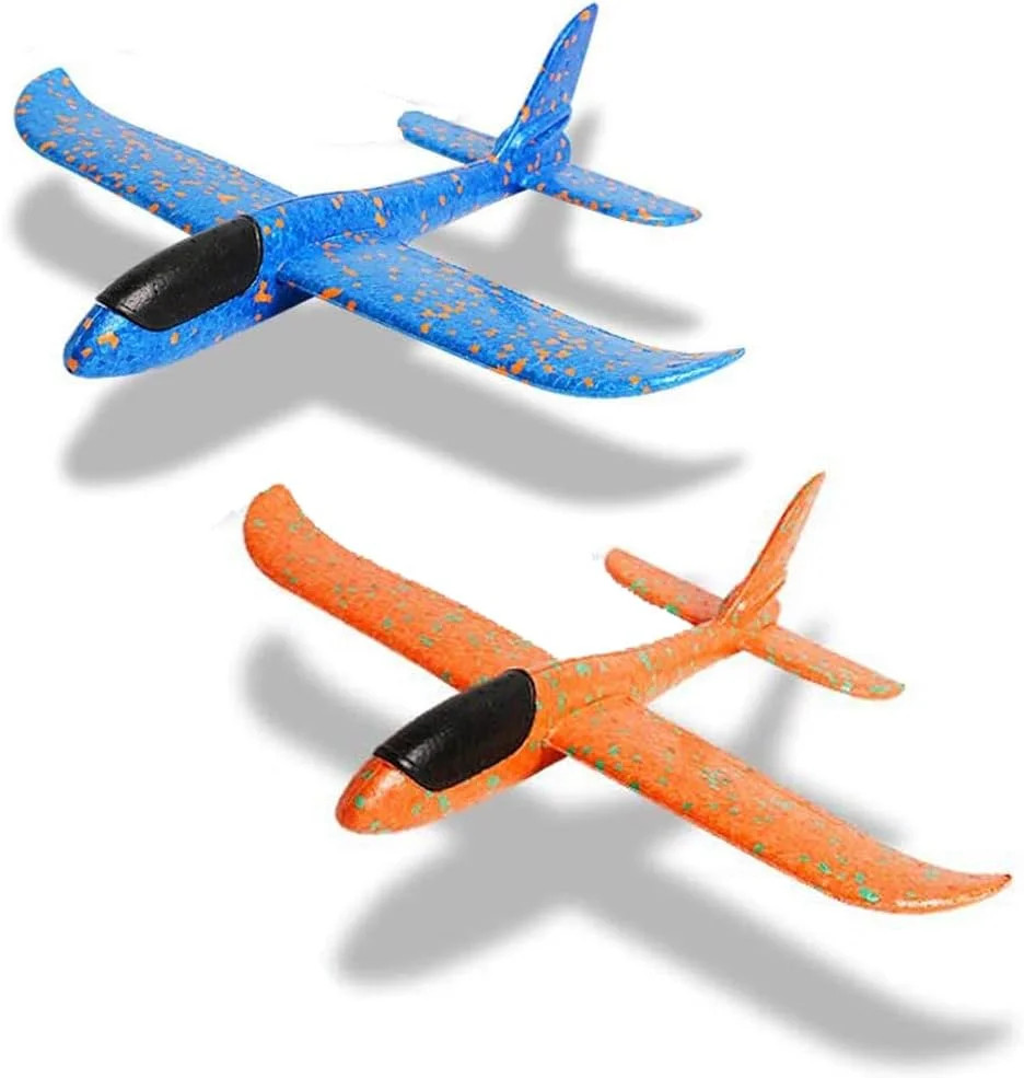2 Pack Throwing Foam Airplanes, 13.7 Inches 2 Flight Mode Glider Inertia Planes