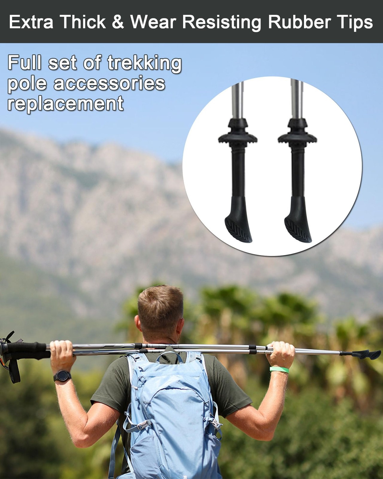 12 PCS Replacement Rubber Trekking Poles Tips Sets AntiSlip End Protectors