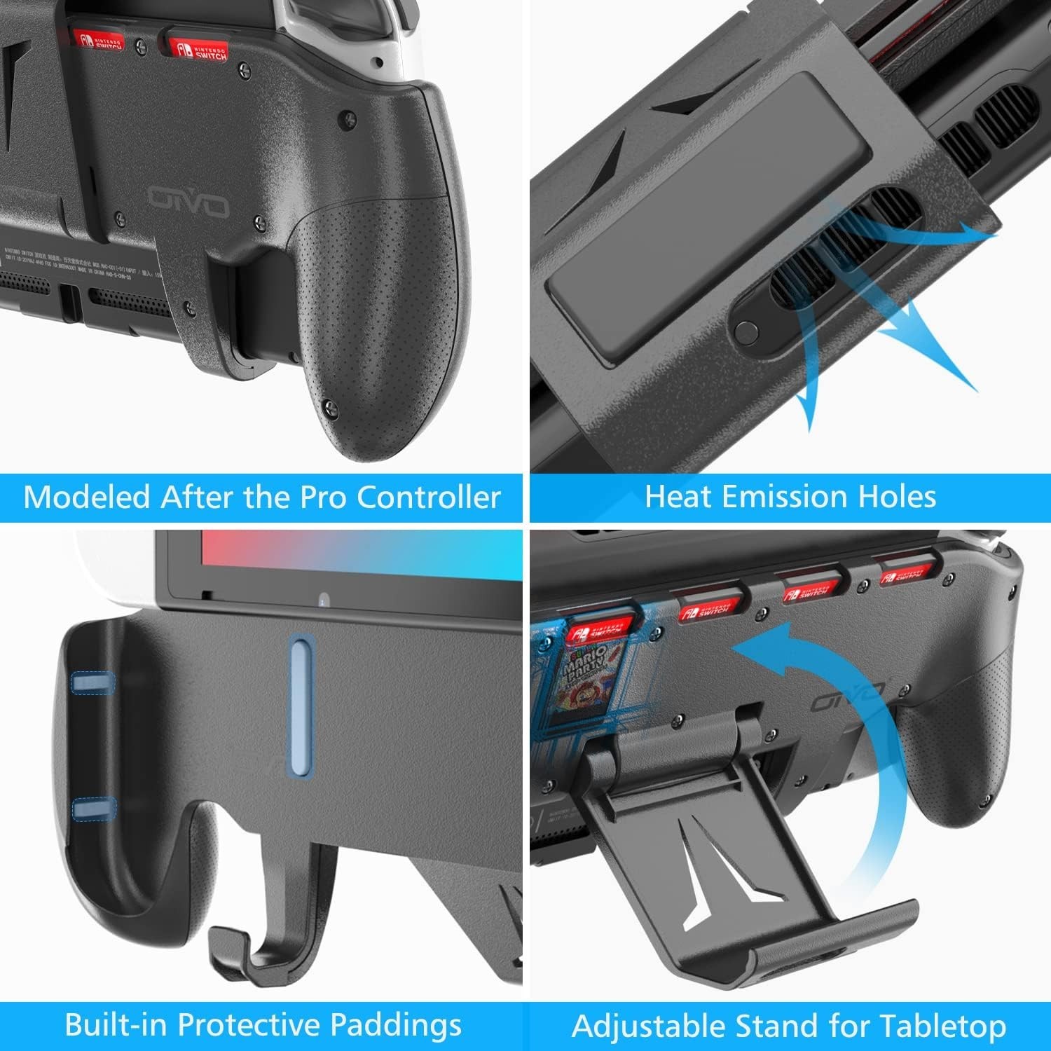 Switch Grip with Upgraded Adjustable Stand, Asymmetrical Grip with Adjustable...