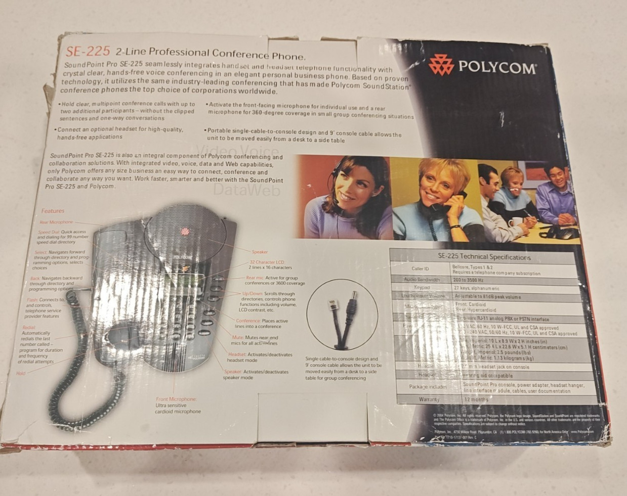 POLYCOM SoundPoint Pro SE-220 2 Line Conference Speakerphone NOB