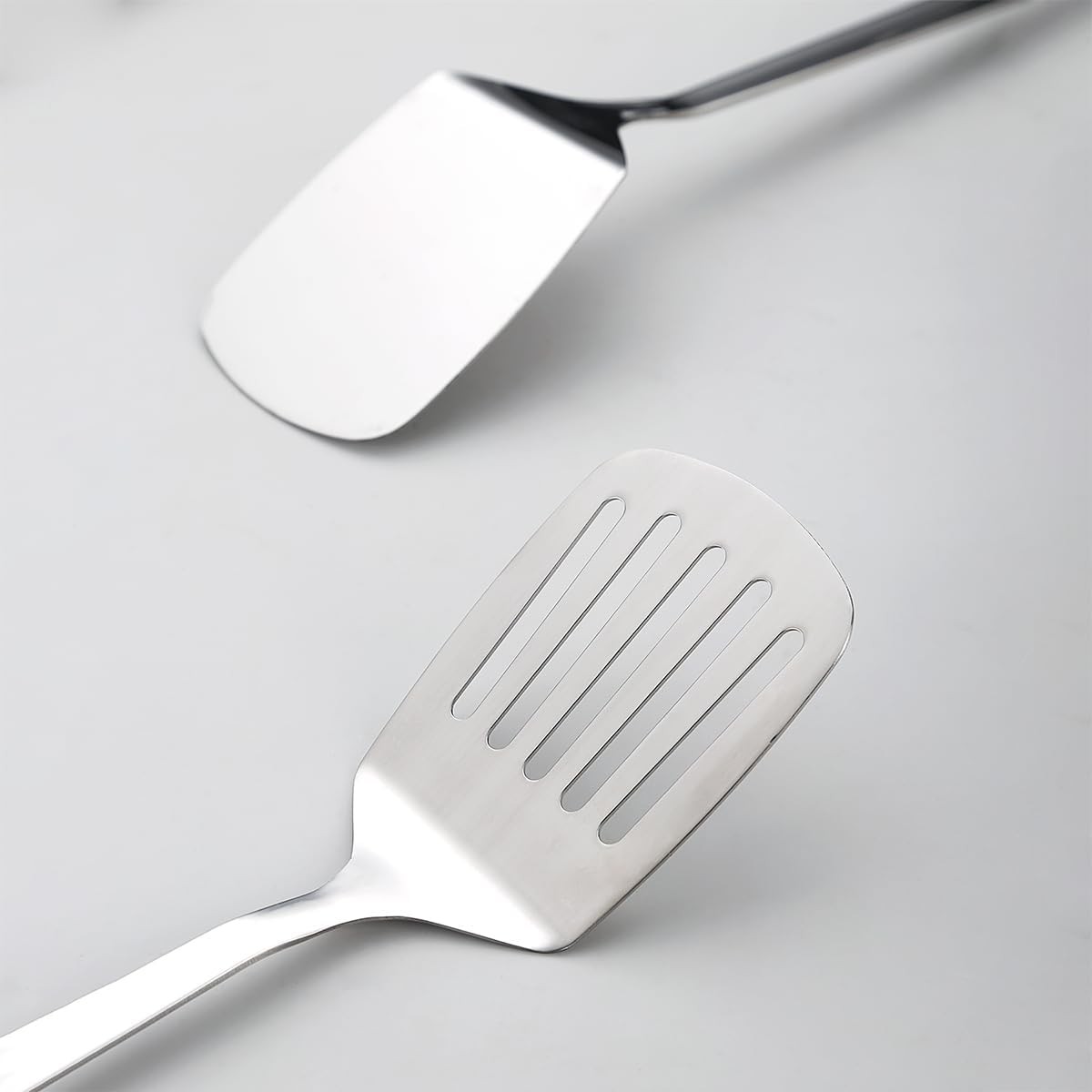Kyraton Stainless Steel Spatulas Set, Silver Slotted Turner, Solid