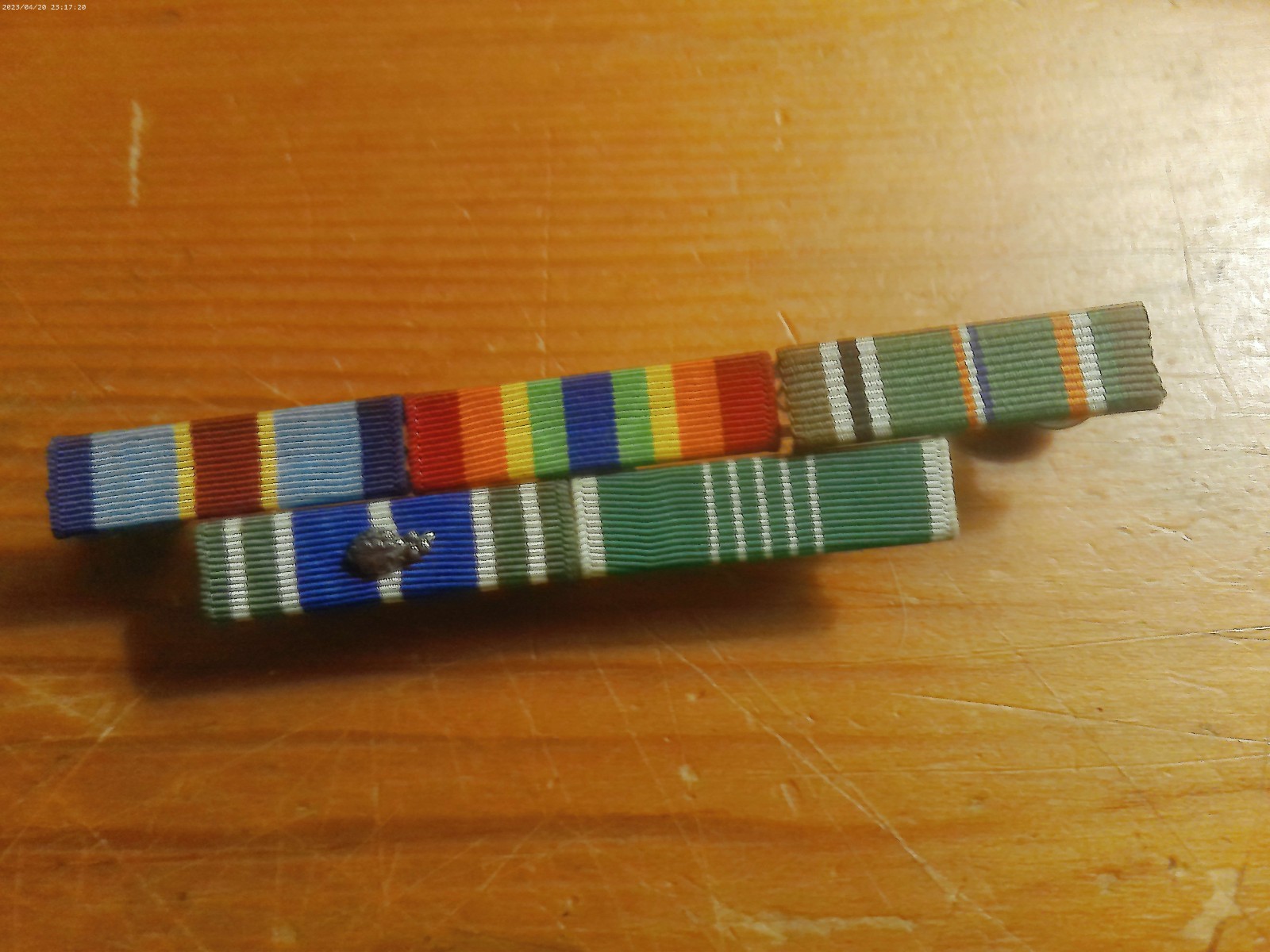 5 MILITARY DRESS RIBBONS ON BAR