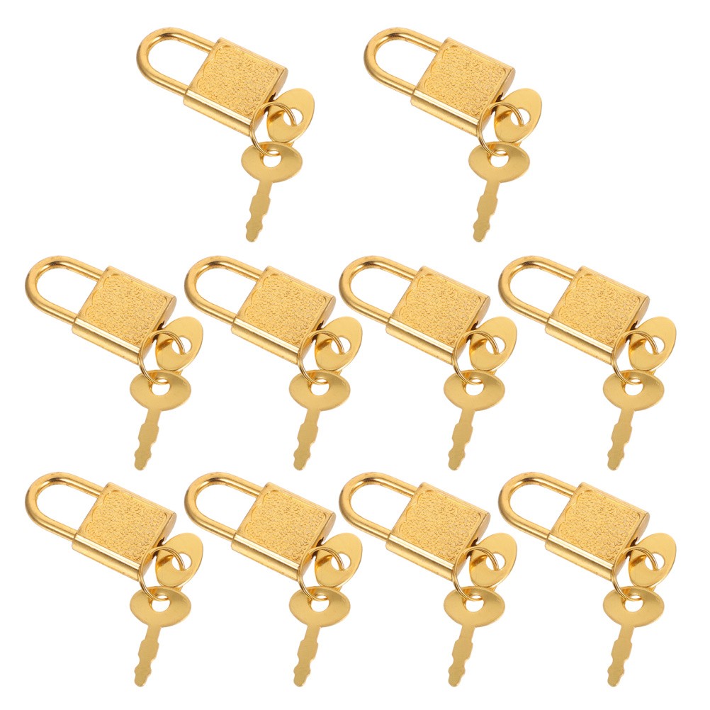 10 Sets Small Lock Key Lockable Diary Book Backpack Padlock for Suitcase