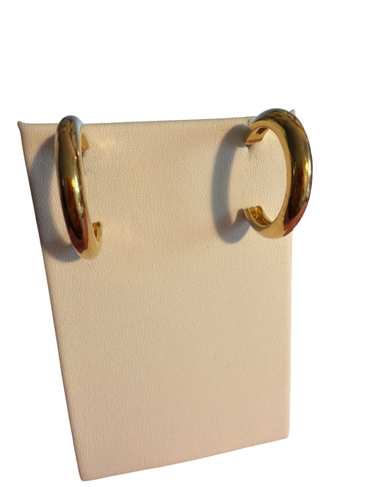 Gold Tone Hoop Earrings Pierced Vintage 1" Across Estate Classic 9.01g 4mm Wide