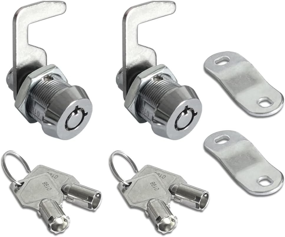 2 Pack Toolbox Lock 5/8" Tubular Cam Replacement Lock Hook Cam Keyed Alike with
