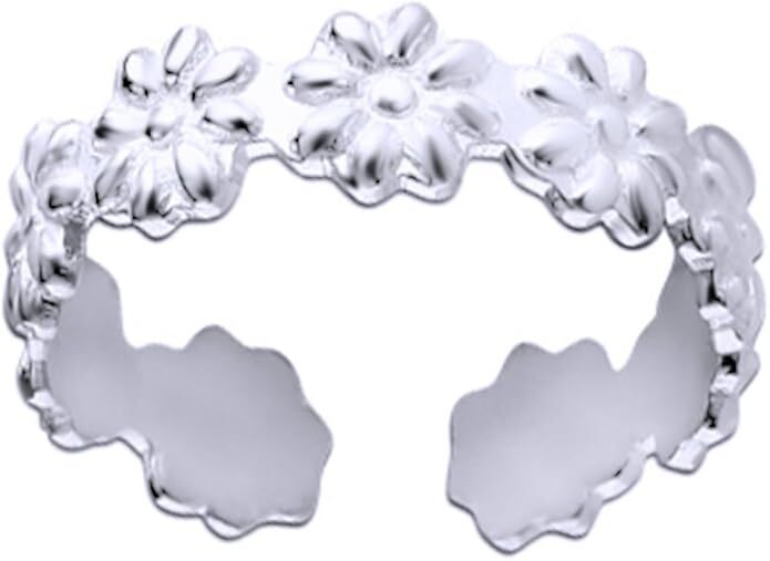 Adjustable Flowers Toe Ring Jewelry For Womens 925 Sterling Silver