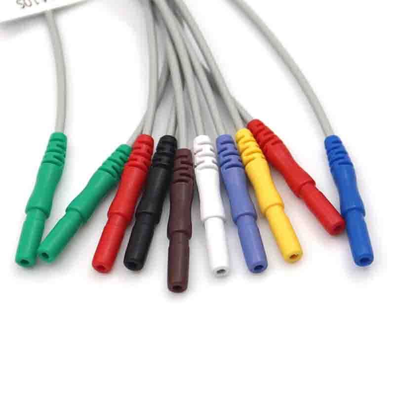 Din 1.5mm 10-lead snap Type ECG/EKG TPU Cable With Leadwire For Patient Monitor