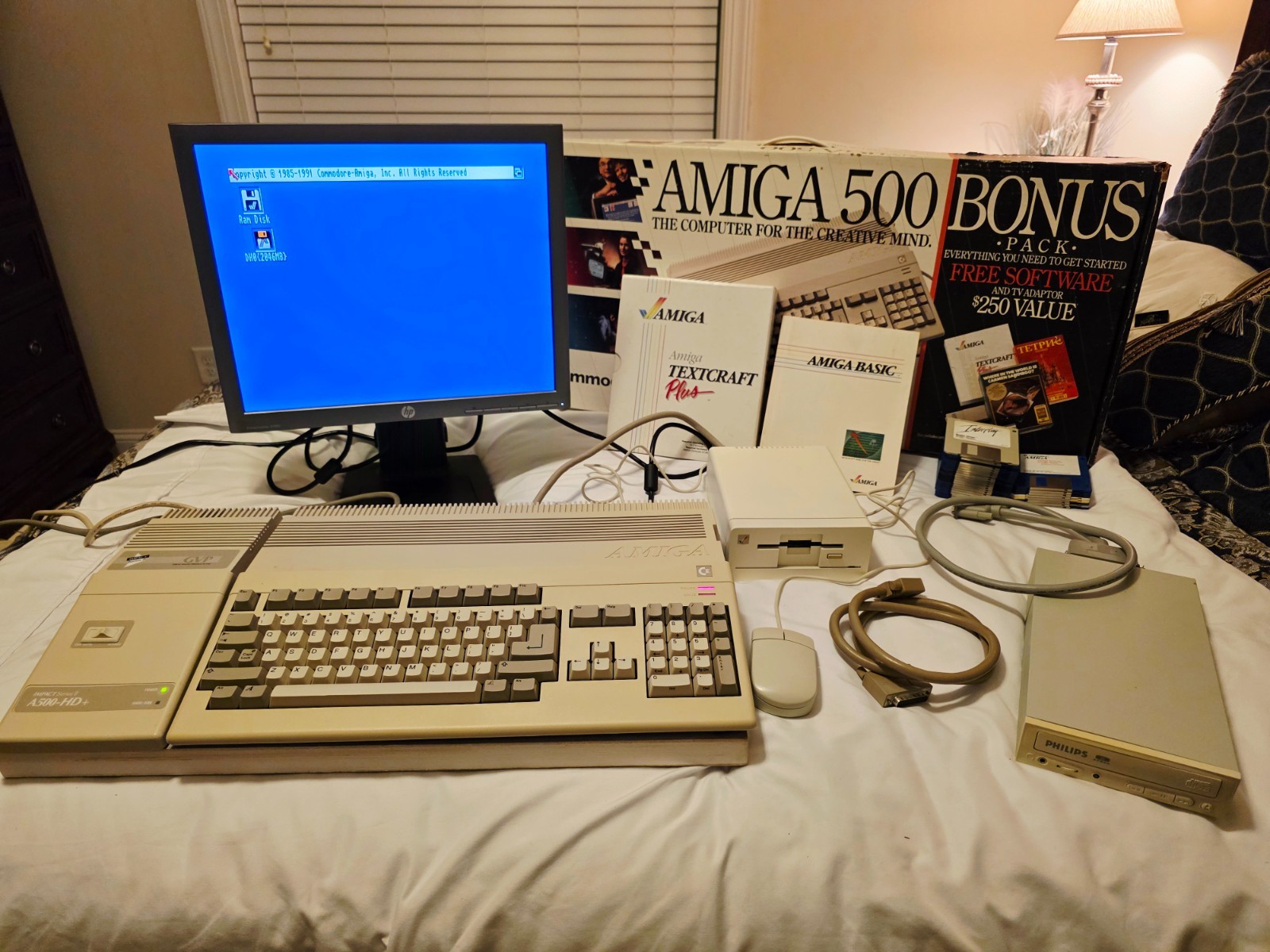 Commodore Amiga 500 System Rev 6A GVP Impact II A500-HD+ AutoBoot with Box A500