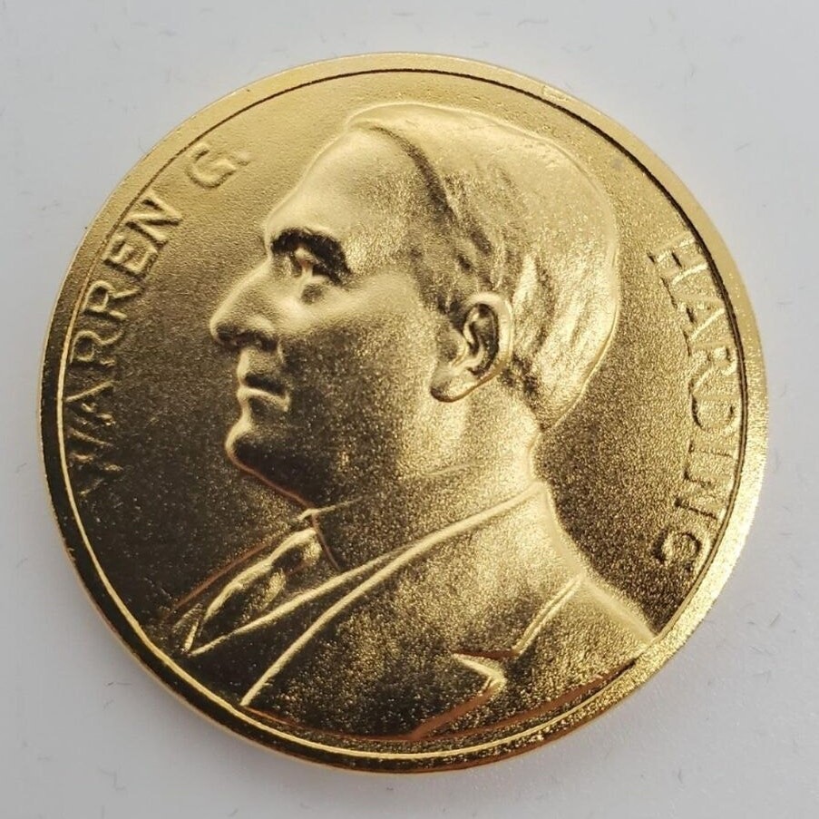 Warren G Harding - 24k Gold Plated Coin -Presidential Medals Cover Collection