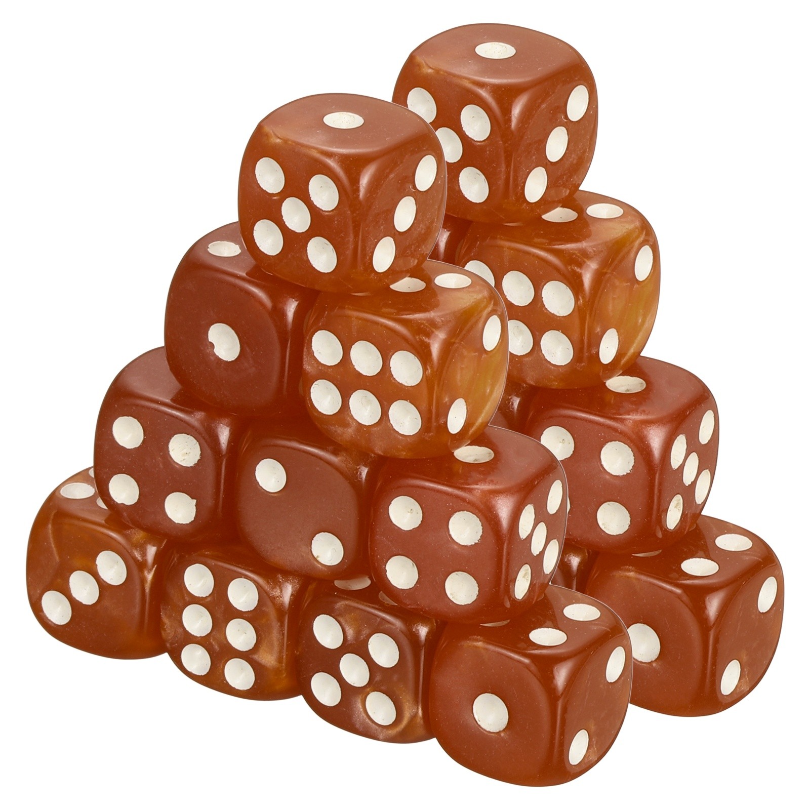 36Pcs Polyhedral Dice 12mm Pearl Pattern Square Dice, Brown