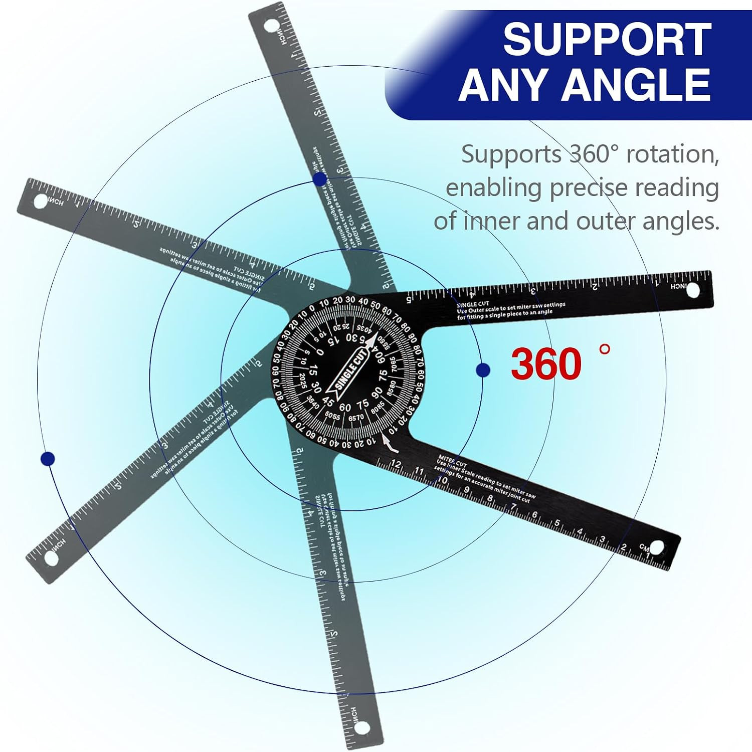 7 Inch Aluminum Miter Saw Protractor, Professional Angle Measuring Tool, Rust Pr
